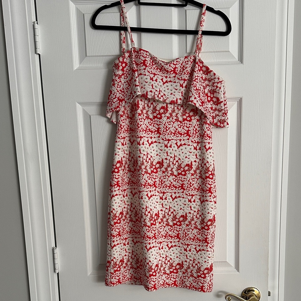 Guess Red and White Patterned Mini Dress
